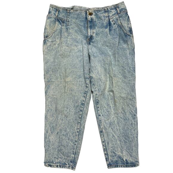 Vintage 80s 90s Chic High Waist Mom Jeans Acid Wash Petite Size 22 WP Pleated - Picture 1 of 10